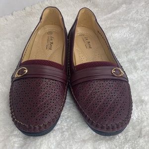 La Rosa Comfort Team Burgundy Flats Loafers Slipon 8.5